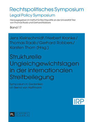 cover image of Strukturelle Ungleichgewichtslagen in der internationalen Streitbeilegung